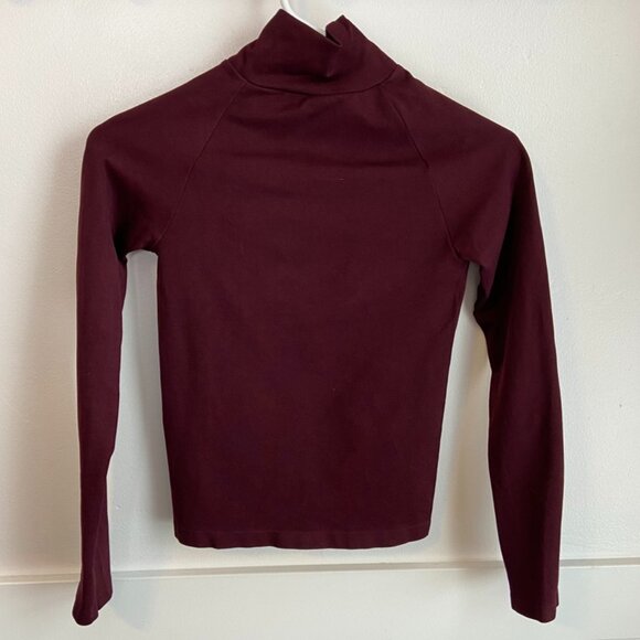 Intimately Free People Maroon Open Back Mock Neck Long Sleeve Shirt - Picture 3 of 7